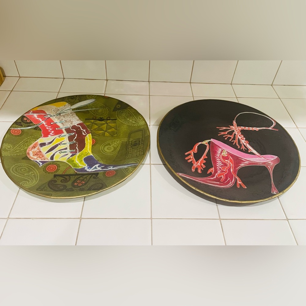 Hand painted/Hand made decorative shoe plates signed by artist